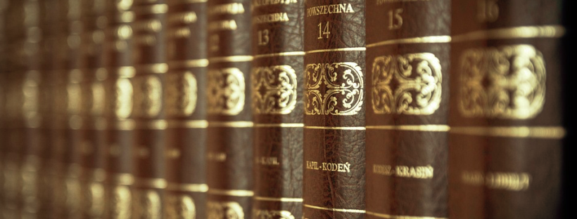 a row of brown books